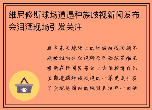维尼修斯球场遭遇种族歧视新闻发布会泪洒现场引发关注